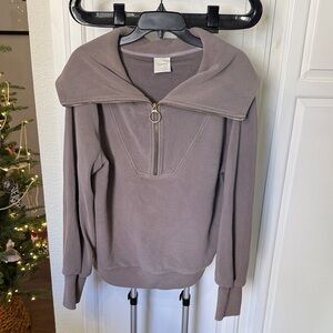 Varley Taupe Cowl Neck Sweater